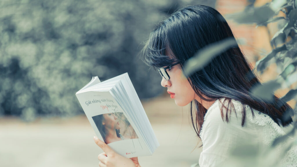 Woman reading a serial novel