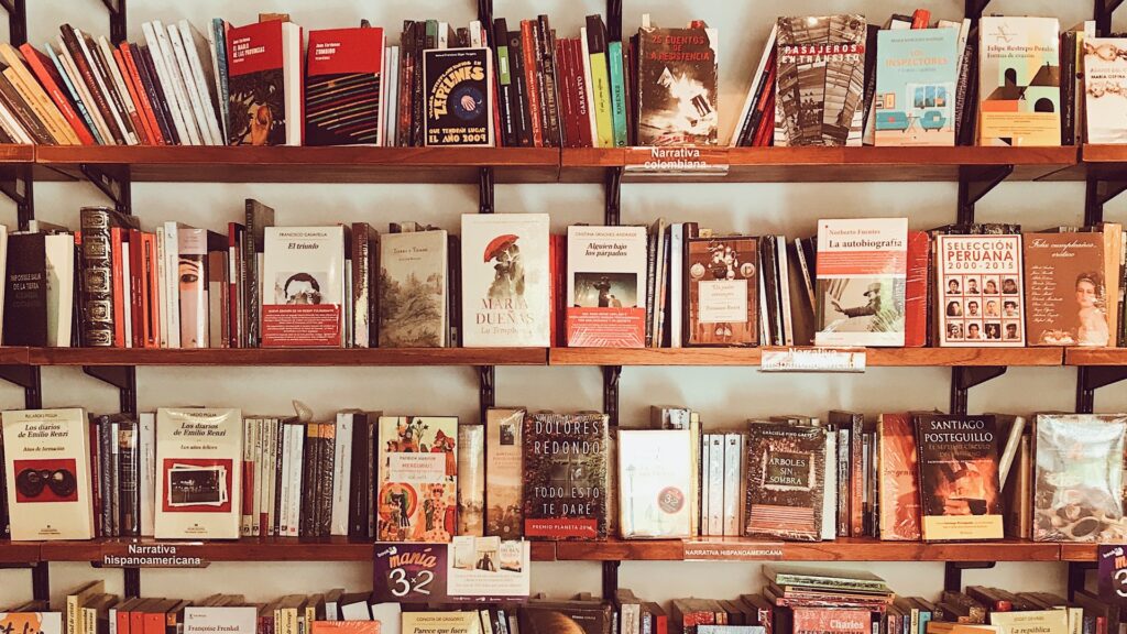 books in a bookshelf